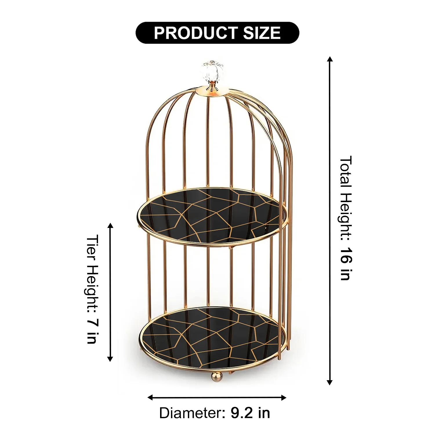 Golden Vanity Cage Wooden Base Makeup Organizer SEW Markaz
