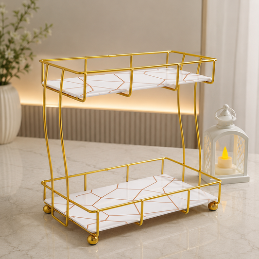 Rectangular Golden Vanity Stand 2-Tier Pakistan