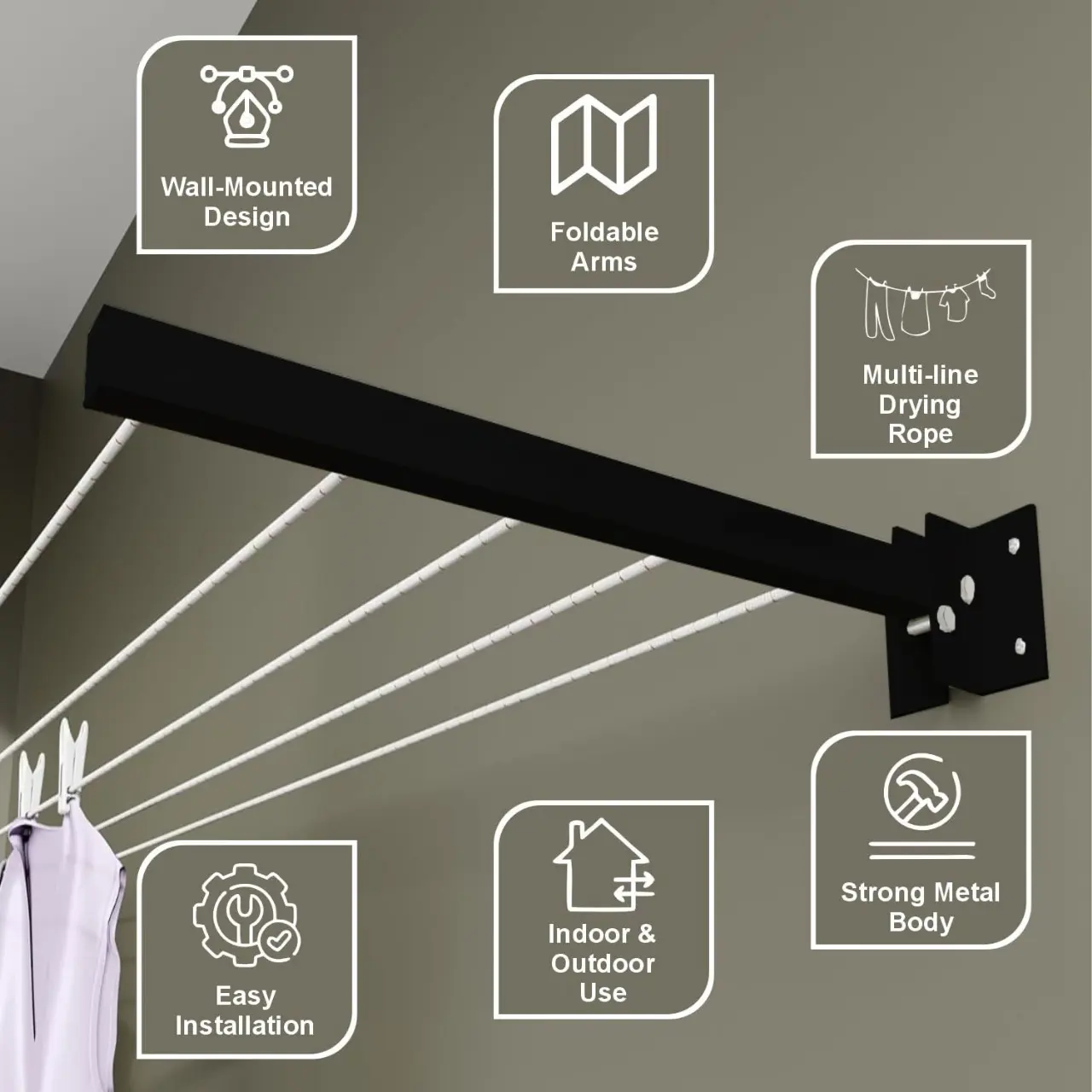 Wall Mounted Cloth Drying Stand Metal Space Saver Pakistan