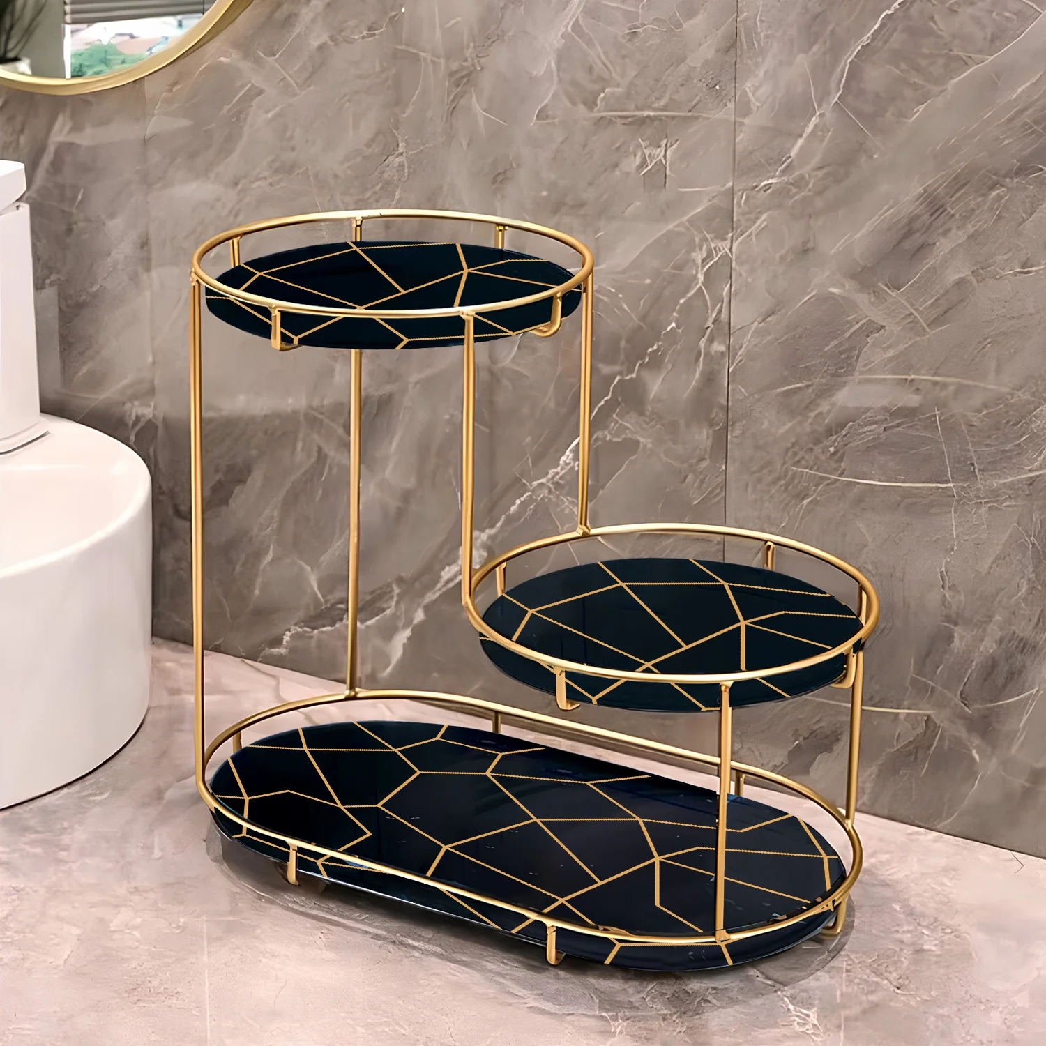 3-Tier Golden Vanity Stand Makeup Storage Pakistan