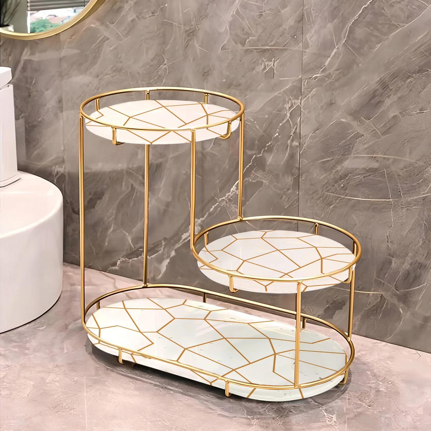 Golden Vanity Stand 3-Tier Makeup Organizer Pakistan