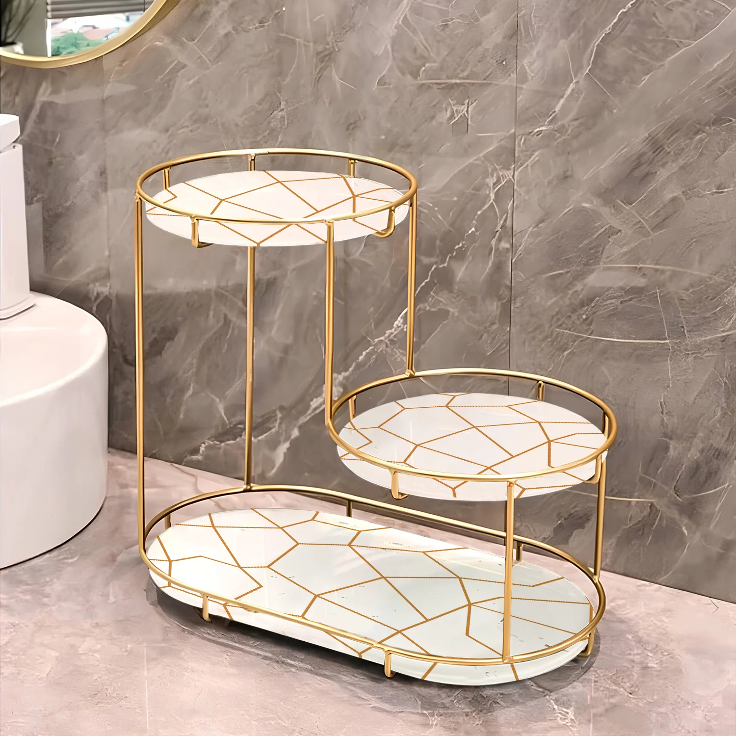 Golden Vanity Stand 3-Tier Makeup Organizer Pakistan