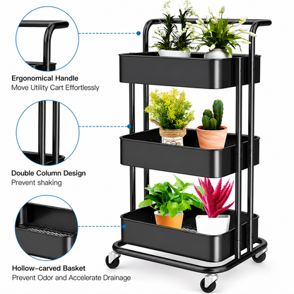 3-Tier Organizer Trolley Kitchen Cart SEW Markaz