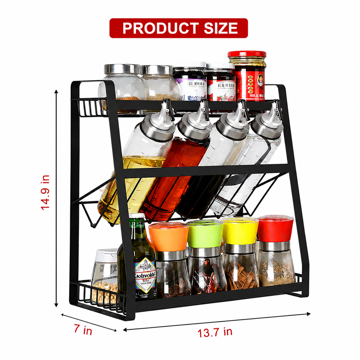 3-Tier Kitchen Storage Rack Metal Wall Mount Pakistan