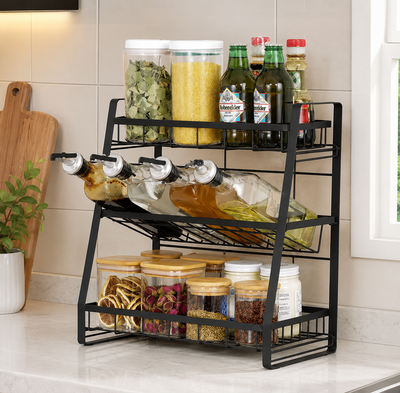 3-Tier Kitchen Storage Rack Wall Mount Dish Organizer Karachi