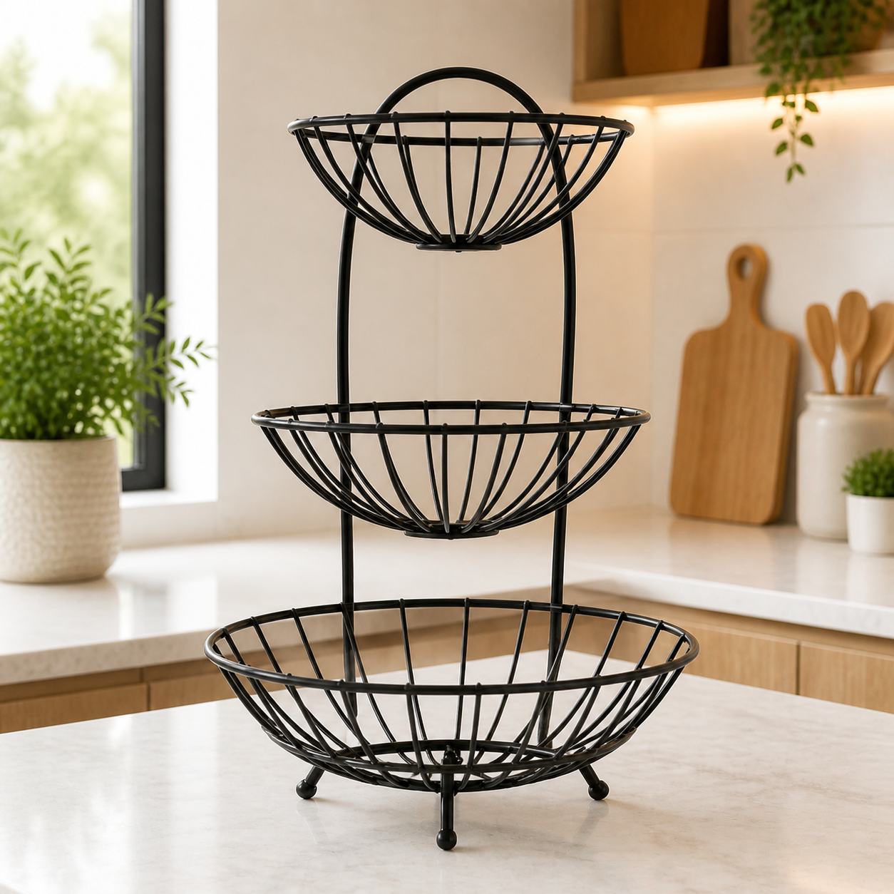 3-Tier Fruit Basket Iron Metal Storage Pakistan
