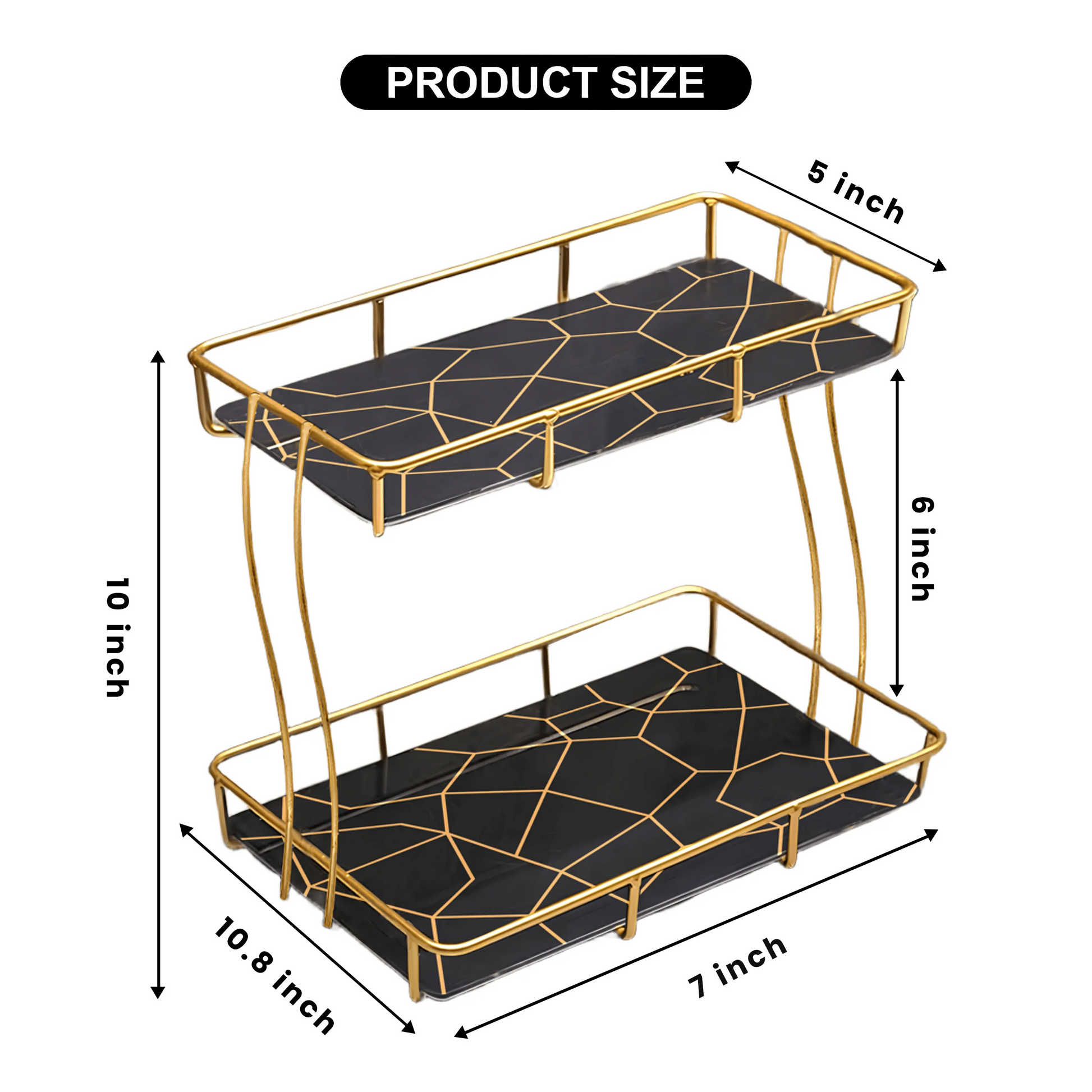 2-Tier Golden Vanity Stand Rectangular Premium SEW Markaz