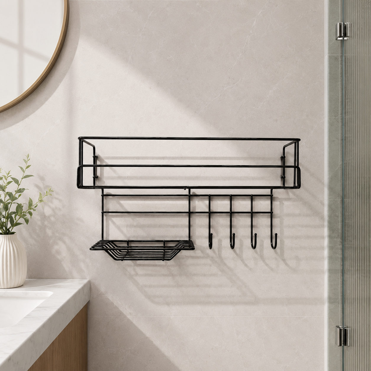 Bathroom Shelf with Hooks Soap Dish SEW Markaz