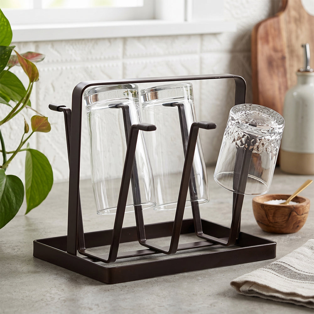 Bronze Metal Glass Stand Kitchen Organizer Karachi