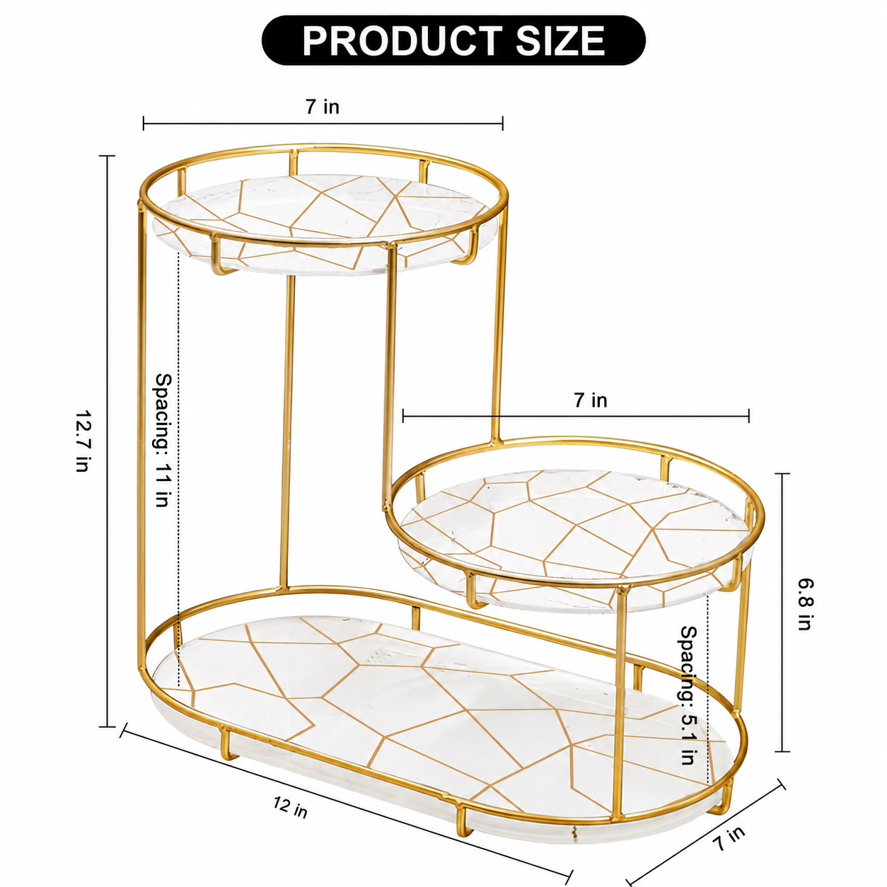 3-Tier Golden Vanity Stand Makeup Organizer SEW Markaz