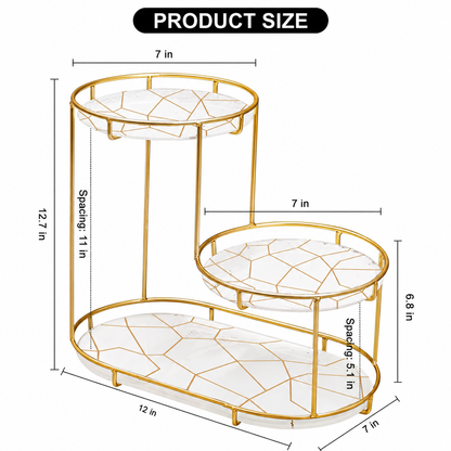 3-Tier Golden Vanity Stand Makeup Organizer SEW Markaz