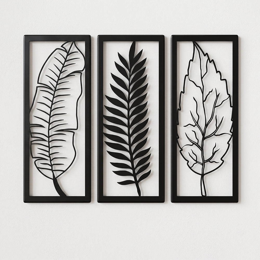 Metal Leaf Wall Art 3 Panels Home Wall Decor Karachi