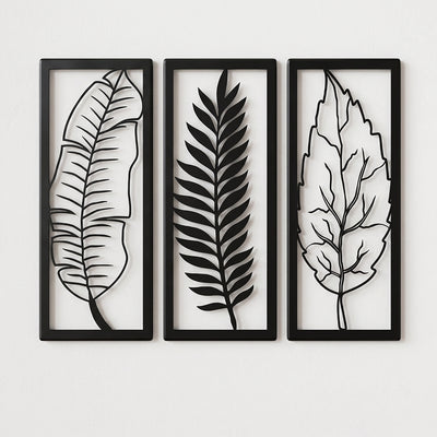 Metal Leaf Wall Art 3 Panels Home Wall Decor Karachi