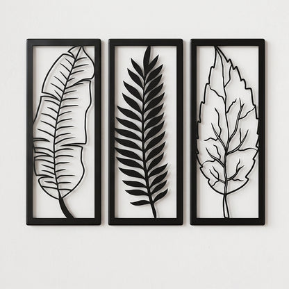 Metal Leaf Wall Art 3 Panels Home Wall Decor Karachi