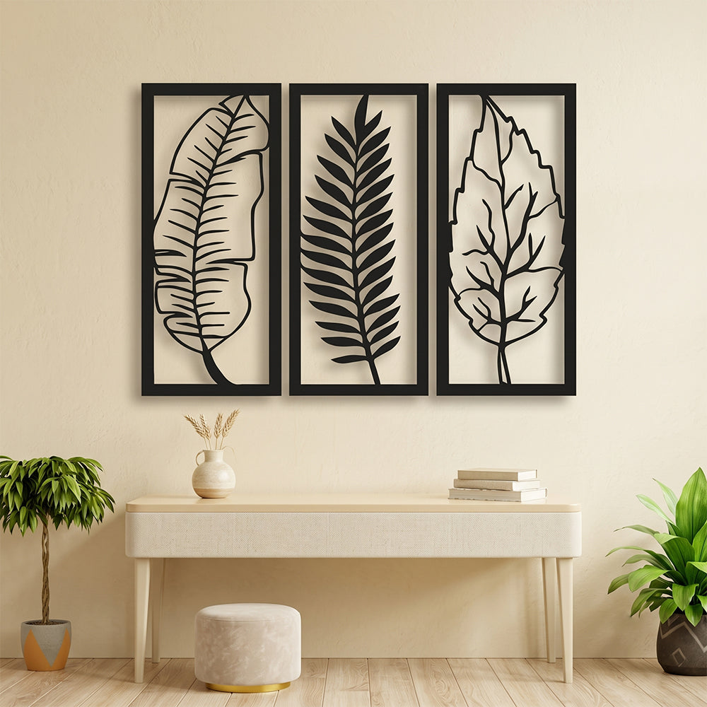 Metal Leaf Wall Art 3 Panel Set Pakistan