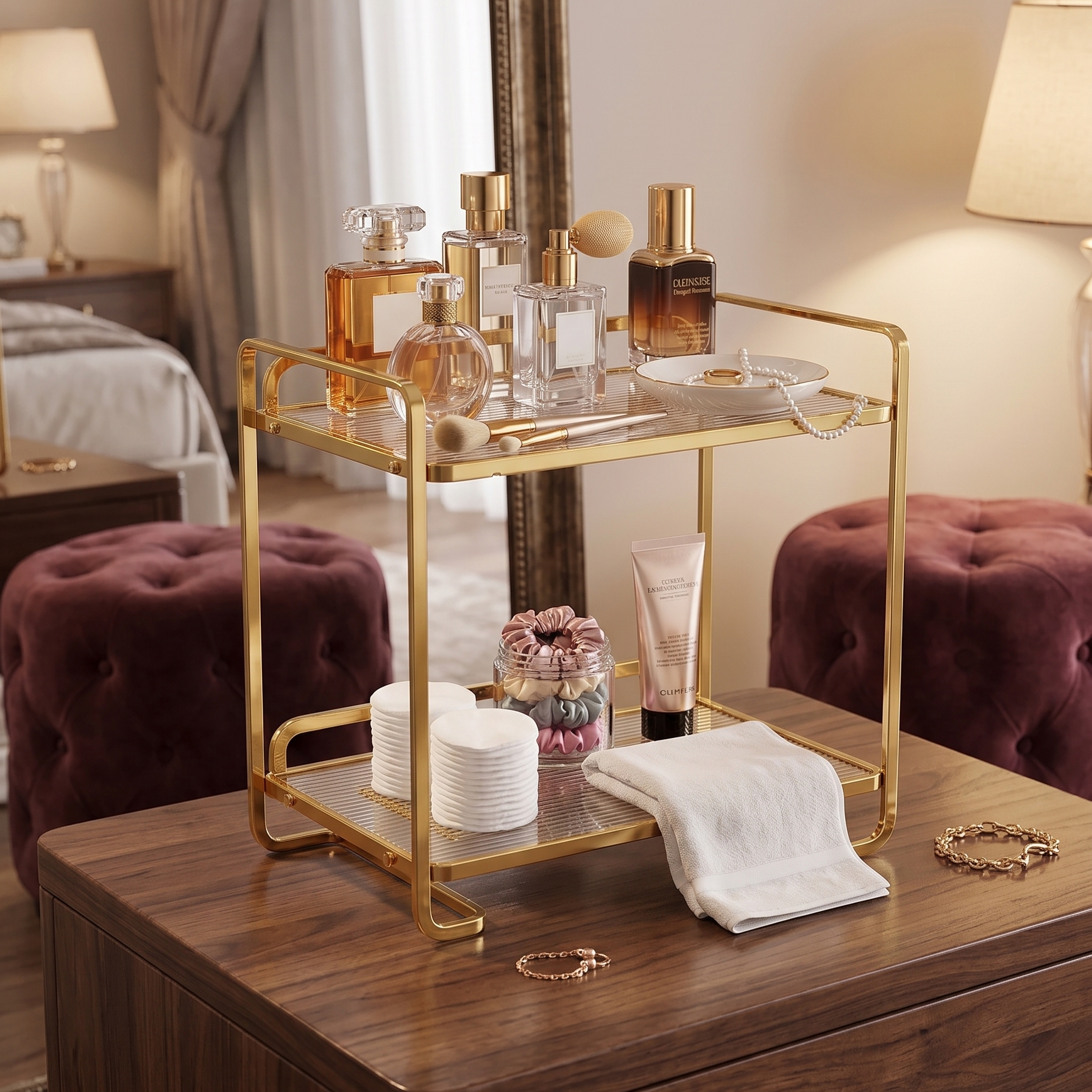 Golden Arc Vanity Stand Acrylic Base SEW Markaz Karachi
