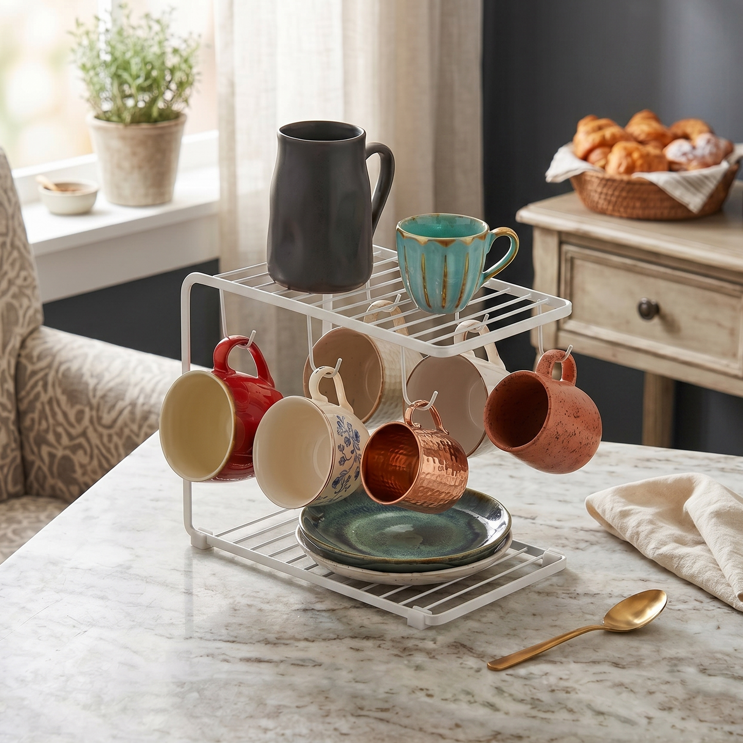 White Coffee Stand Premium Kitchen Organizer Pakistan